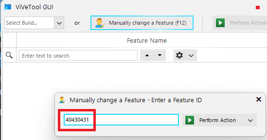 ViVeTool Gui Feature ID