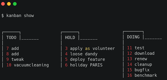 Command Line Kanban Board to Track Work Progress Kanban.bash