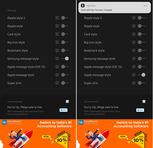 EdgeMask Message Style Settings