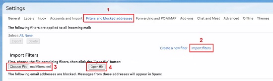 Filters and Blocked Addresses