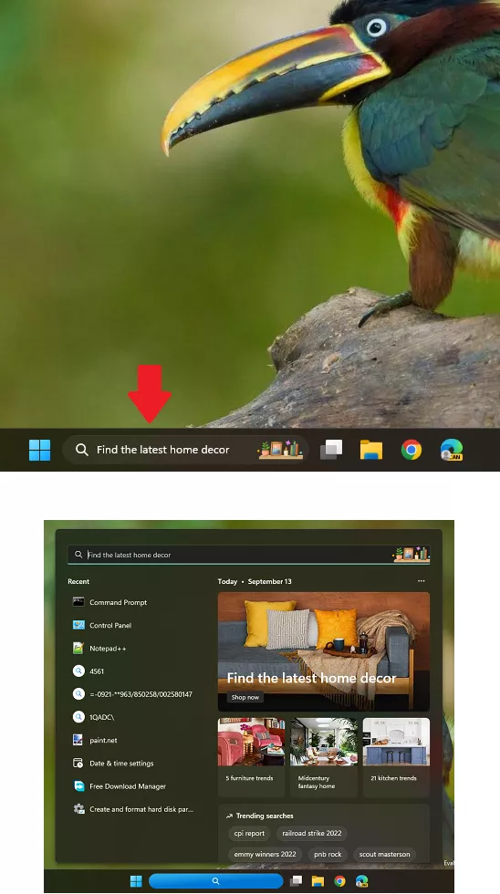 Taskbar Serach Widget