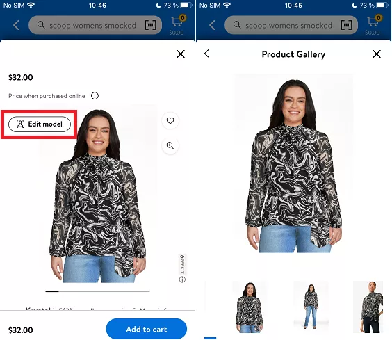 Walmart Be Your Own Model Virtual Dressing Room in ACtion