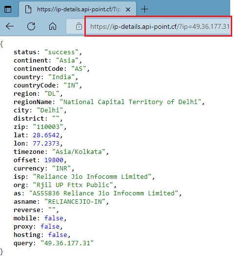 API Point Ip Address Info