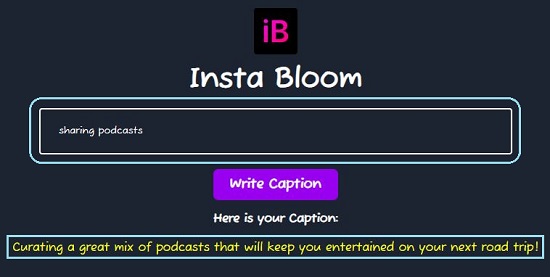 InstaBloom Caption 