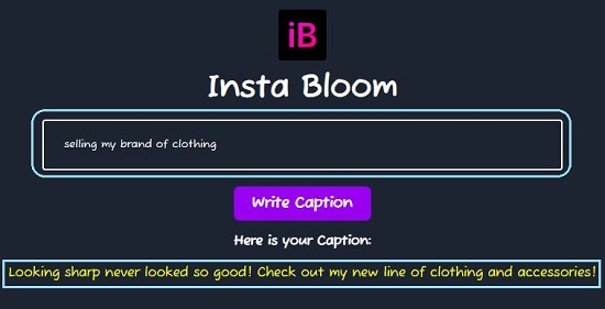 InstaBloom Caption 