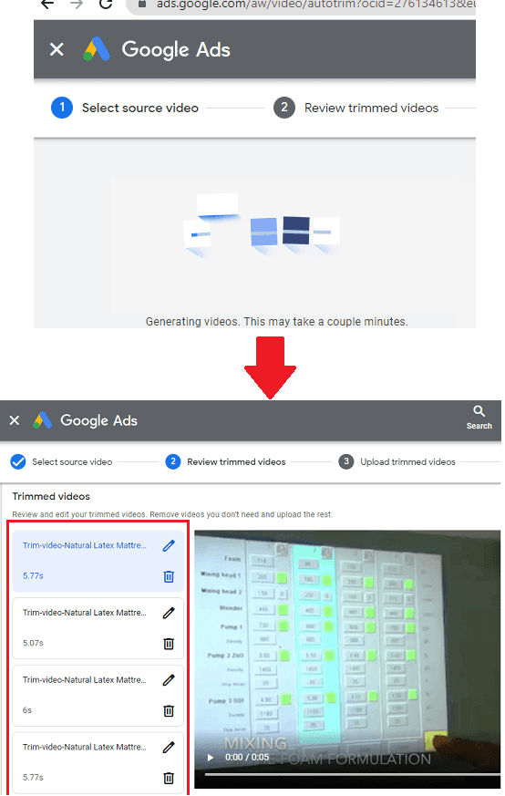 Google Ads Trimmed Videos