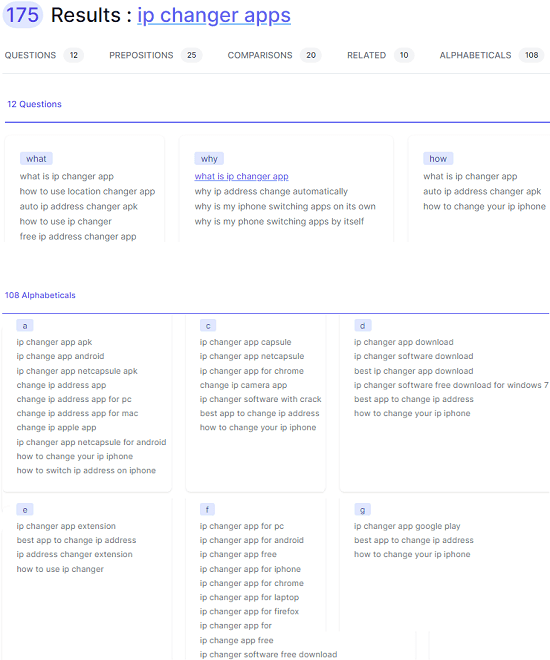 KeywordSea Showing Keywords