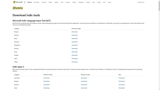 Microsoft Indic Language Input tool