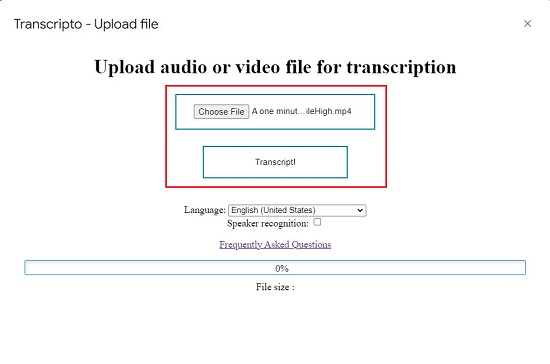 Upload and Transcript