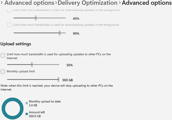 Windows 11 Bandwidth Settings for Updates