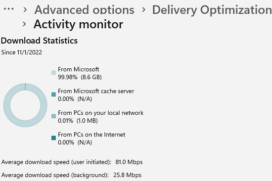 Windows 11 Bandwidth Usage Stats