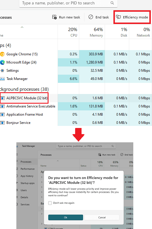 Windows 11 Task Manager Efficiency Mode