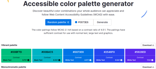 Accessible color palette Home