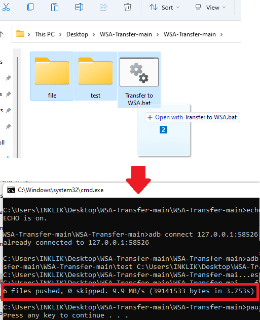 Bulk Directory Transfer to WSA in Windows 11 Completed