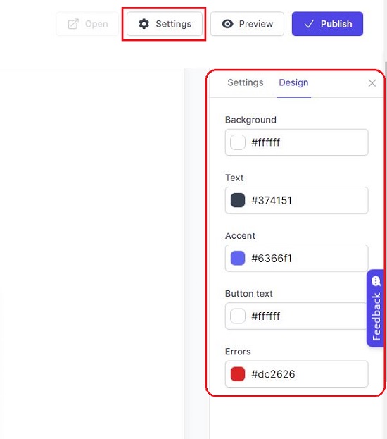 Form settings