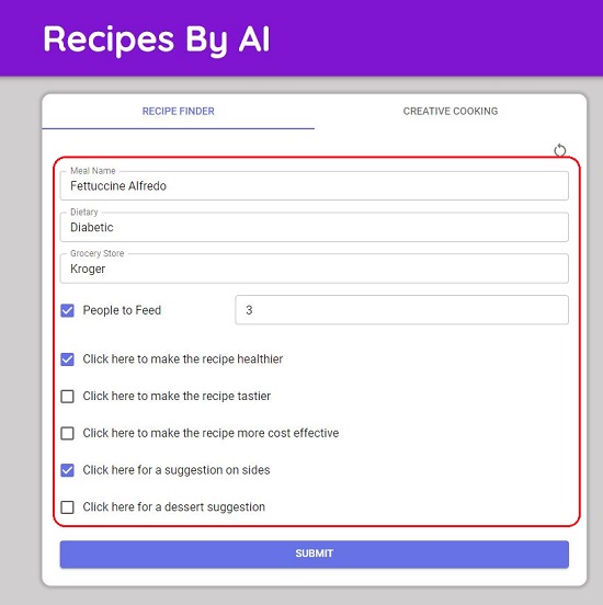 Input Recipe details