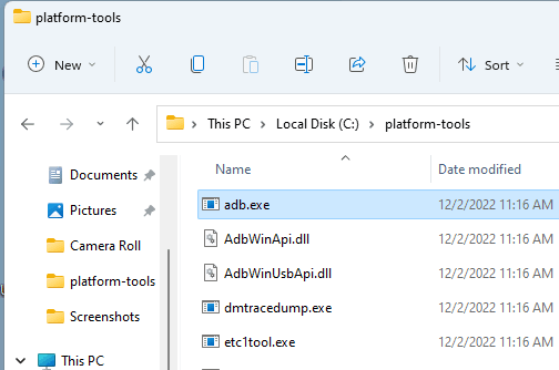 platform-tools in C drive