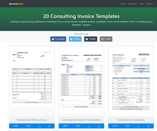 BoostExcel Invoice Templates 