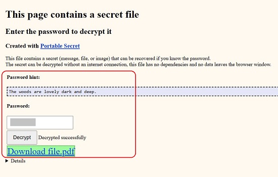 Decrypted secret file