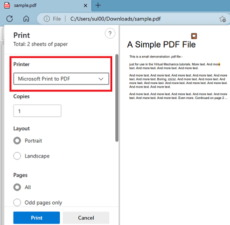 Edge Print PDF Dialog