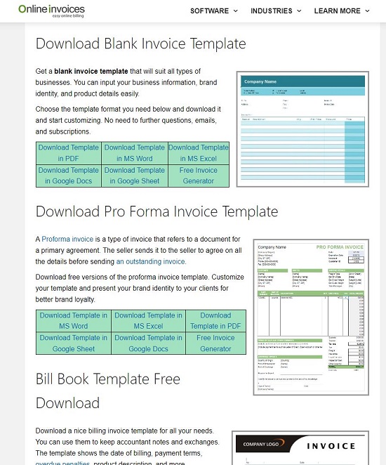 Online Invoices 