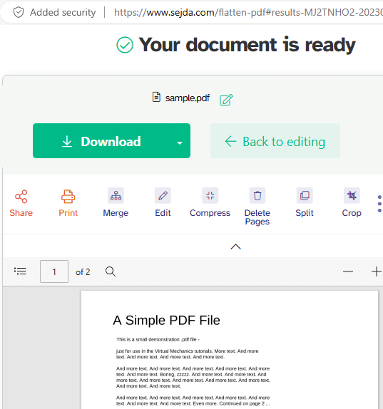 Sejda PDF Flattening