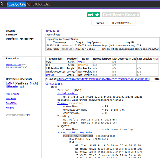 crt.sh certificates more details