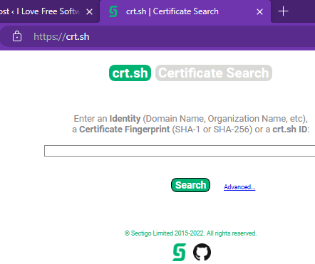 crt.sh domain search