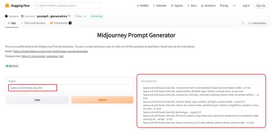 Hugging Face MidJourney Prompt Generator