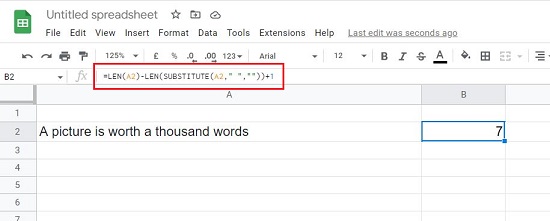 LEN formula for Word count