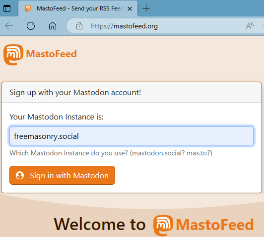 Mastofeed enter instance name