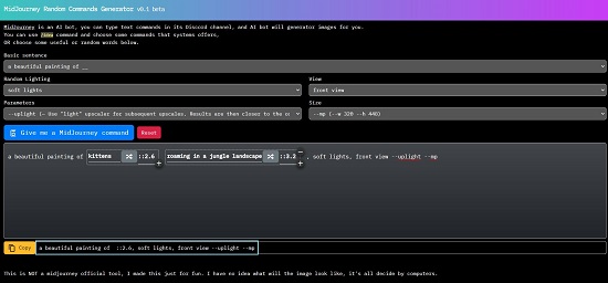 MidJourney Random commands Generator