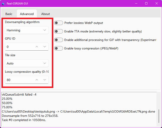 Real-ESRGAN Advanced Settings