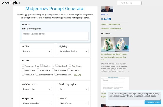 Viorel Spinu MidJourney Prompt Generator