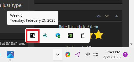 Week number in Windows 11 Taskbar