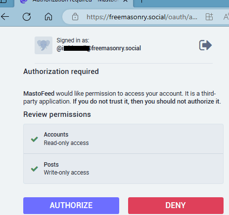 authorize mastofeed