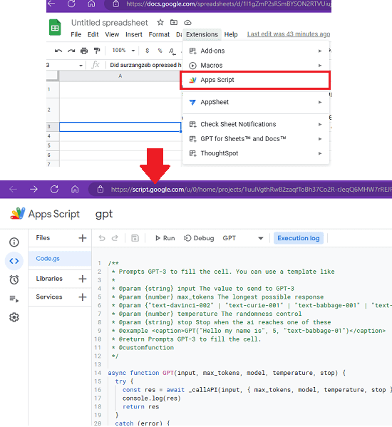 gpt-sheets JS Code