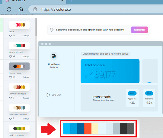 Colors AI Palette Generated