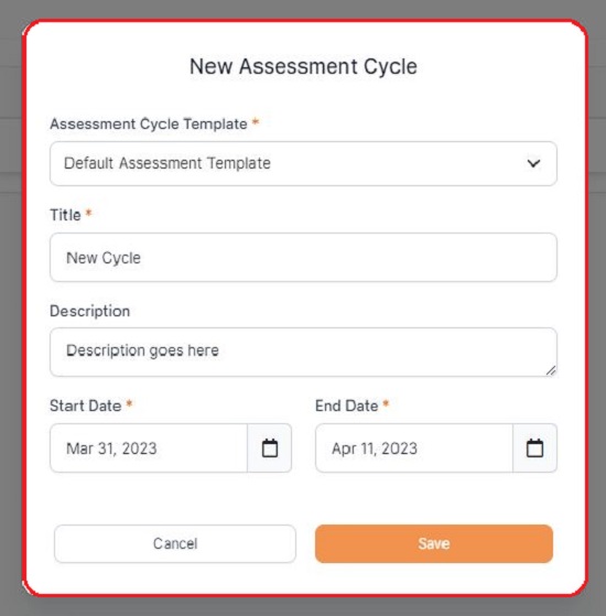 New Assessment cycle