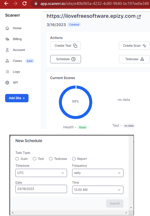 Scanerr Schedule Test