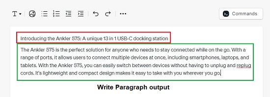 Write paragraph results