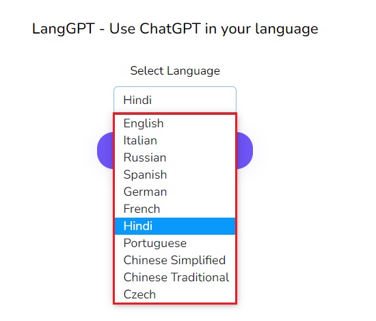 Choose language