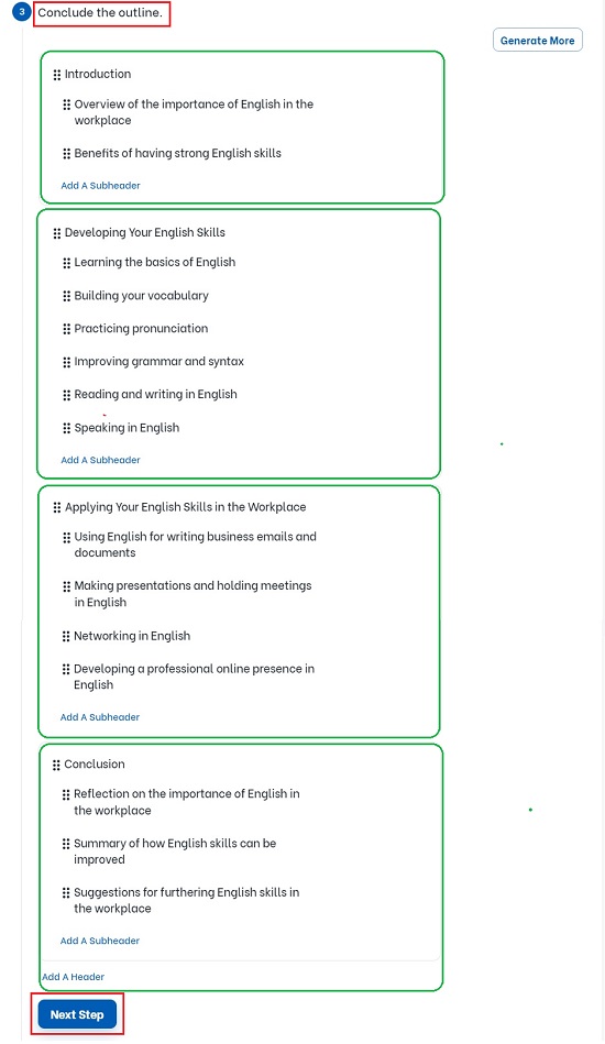 Conclude the outline