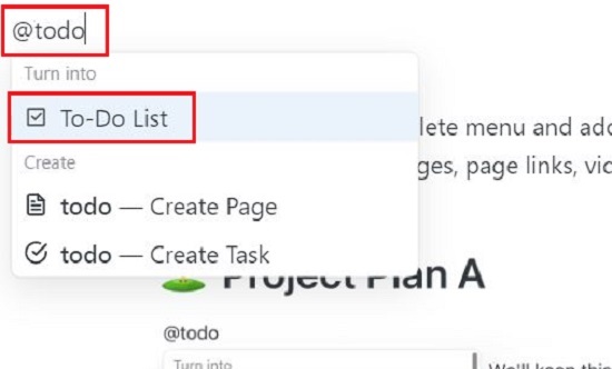 Create todo list