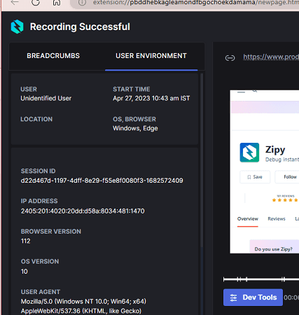 Zippy Recording User Details