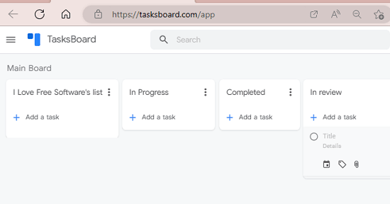 Create TaskBoard Columns