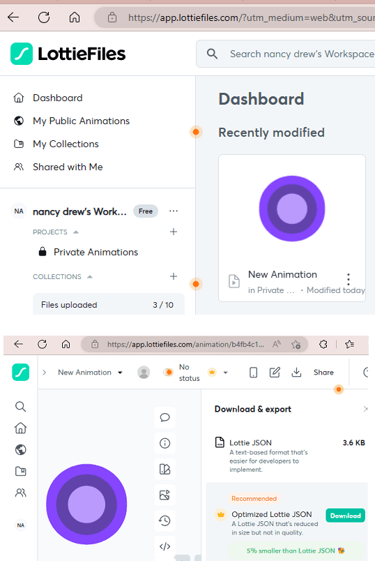 Exported Lottie File from Figma