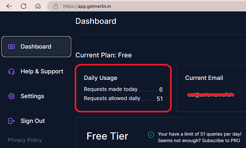 Merlin Dashboard After Signup