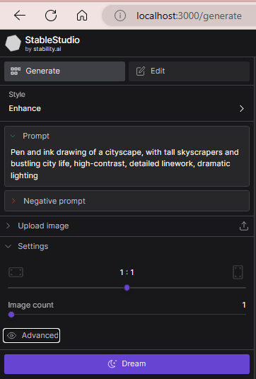 StabilityStudio Enter Prompt