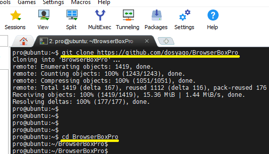 BrowserBoxPro Git Clone and CD